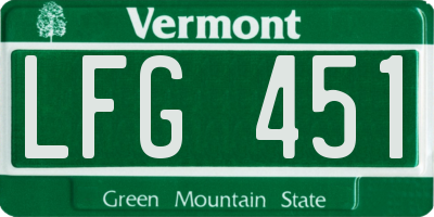 VT license plate LFG451