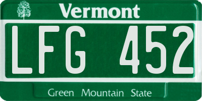 VT license plate LFG452