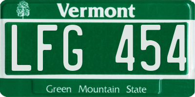 VT license plate LFG454