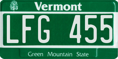 VT license plate LFG455