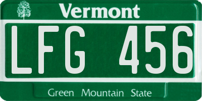 VT license plate LFG456