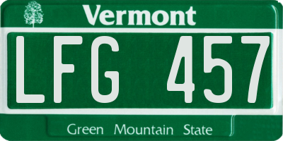 VT license plate LFG457