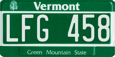 VT license plate LFG458