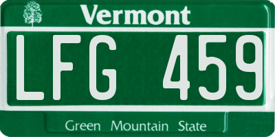 VT license plate LFG459