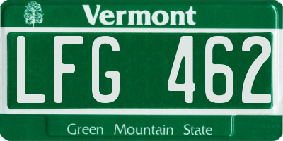 VT license plate LFG462
