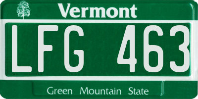 VT license plate LFG463