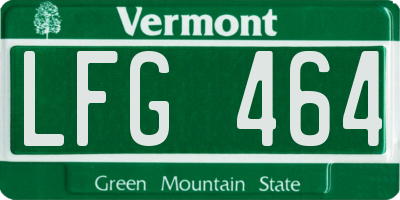 VT license plate LFG464