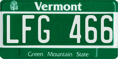 VT license plate LFG466