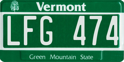 VT license plate LFG474