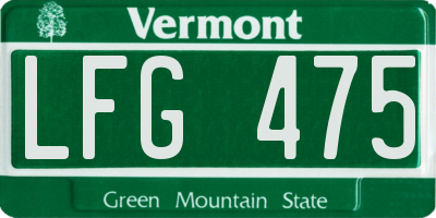 VT license plate LFG475