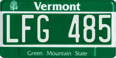 VT license plate LFG485