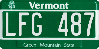 VT license plate LFG487