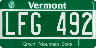 VT license plate LFG492