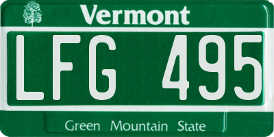 VT license plate LFG495