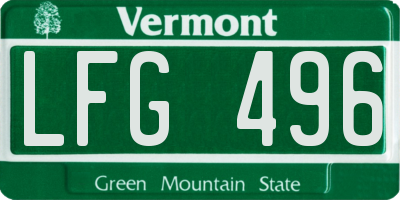 VT license plate LFG496