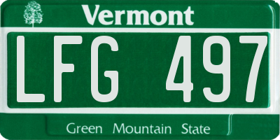 VT license plate LFG497