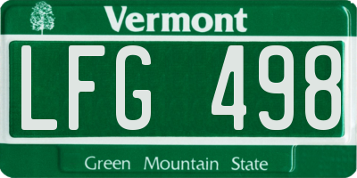 VT license plate LFG498