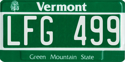 VT license plate LFG499