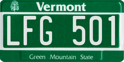 VT license plate LFG501