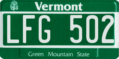VT license plate LFG502