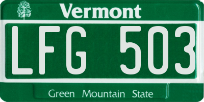 VT license plate LFG503