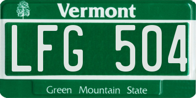 VT license plate LFG504