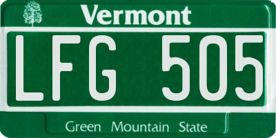 VT license plate LFG505