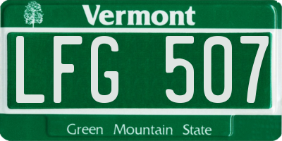 VT license plate LFG507
