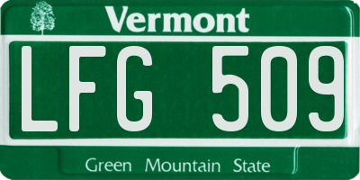 VT license plate LFG509