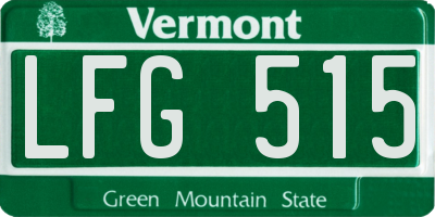 VT license plate LFG515