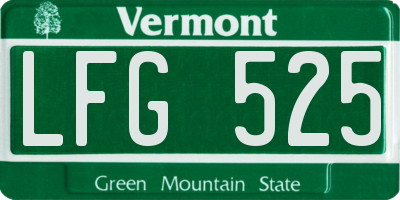 VT license plate LFG525