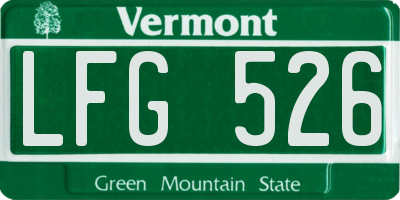 VT license plate LFG526