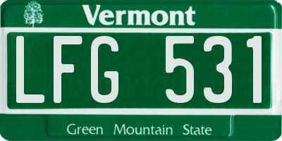 VT license plate LFG531
