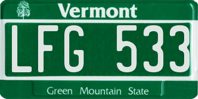 VT license plate LFG533