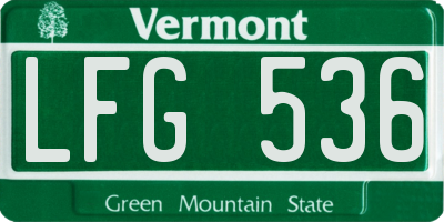 VT license plate LFG536