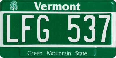 VT license plate LFG537