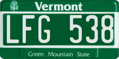 VT license plate LFG538