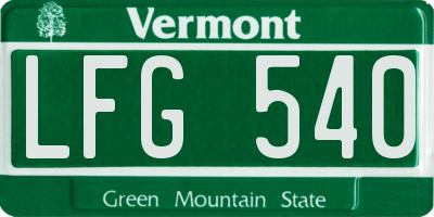 VT license plate LFG540
