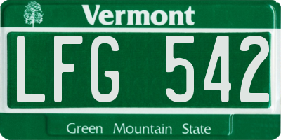 VT license plate LFG542
