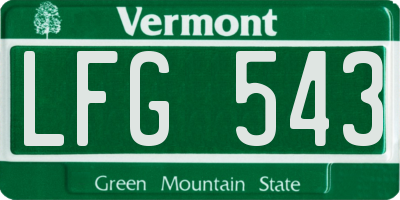VT license plate LFG543