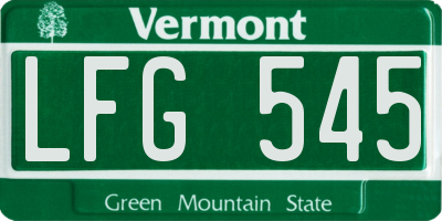 VT license plate LFG545