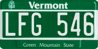 VT license plate LFG546