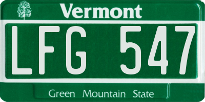 VT license plate LFG547