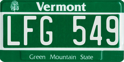 VT license plate LFG549