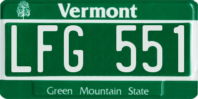 VT license plate LFG551