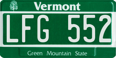 VT license plate LFG552