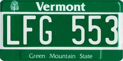 VT license plate LFG553