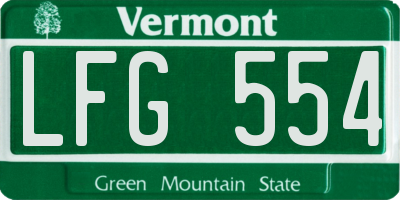 VT license plate LFG554