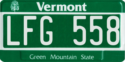 VT license plate LFG558