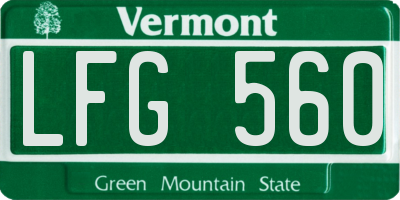 VT license plate LFG560